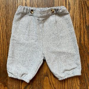 Trotters London Little Birdie Pants Pale Blue Herringbone Size 18-24M